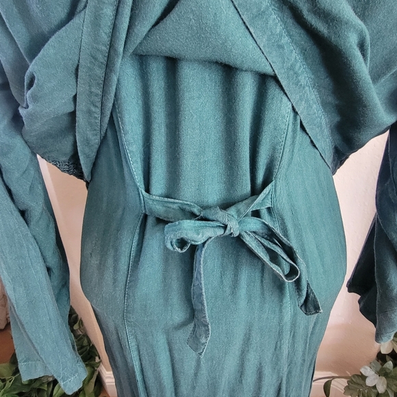 Libaas Teal Embroidered Maxi Dress with Jacket Sz L - Picture 6 of 10